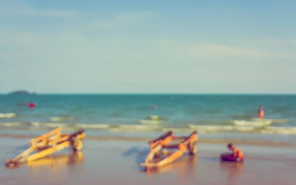 Imagem Abstrata Pessoas Desfocadas Andando Praia Para Uso Fundo Tom — Fotografia de Stock