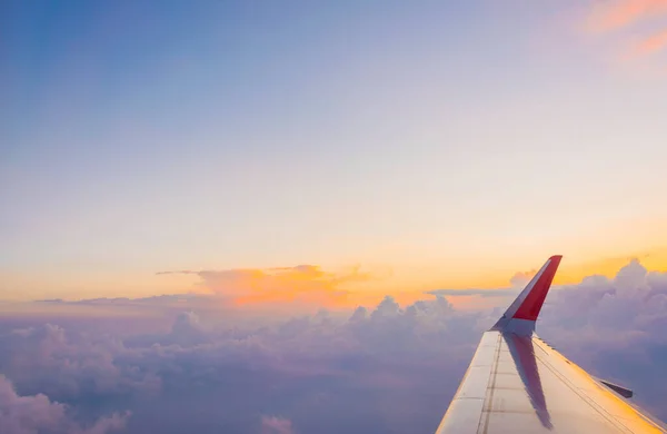 Vue Fenêtre Avion Pour Voir Ciel Soir — Photo