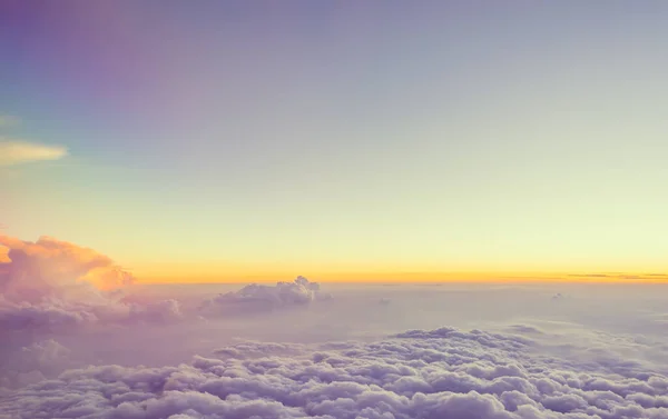 View Airplane Window See Sky Evening Time Винтажный Тон — стоковое фото