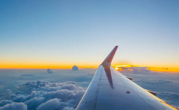 Vue Fenêtre Avion Pour Voir Ciel Soir — Photo