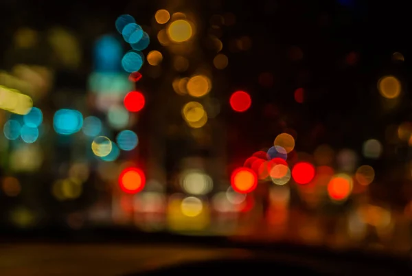 Vintage Tone Blur Image People Driving Car Night Time Raining — Stock Photo, Image