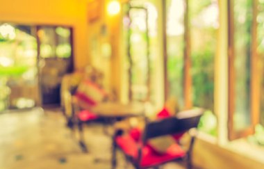 Geçmişin kullanımı için Retro kahve dükkanı ya da restoranın bulanık görüntüsü. (Klasik ton))