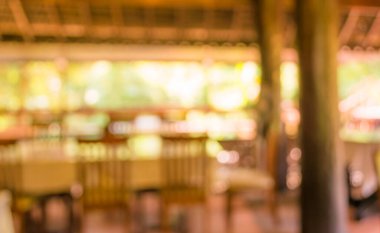 Arka plan kullanımı için Bokeh 'le gündüz vakti restoranın bulanık görüntüsü. (Klasik ton))