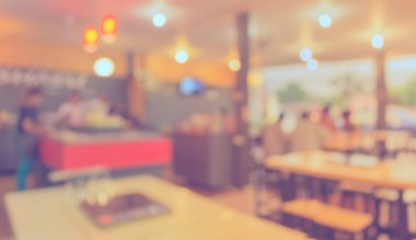Arka plan kullanımı için Buffet restoranının ya da Bokeh ile yemek odasının klasik ton bulanık görüntüsü .