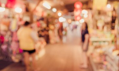 Arkaplan kullanımı için günlük pazarın soyut bulanık görüntüsü. (Klasik ton))