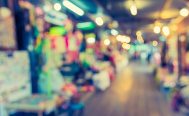 Arkaplan kullanımı için günlük pazarın soyut bulanık görüntüsü. (Klasik ton))