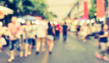 Arka plan kullanımı için günlük piyasanın soyut bulanık görüntüsü. (Klasik ton))