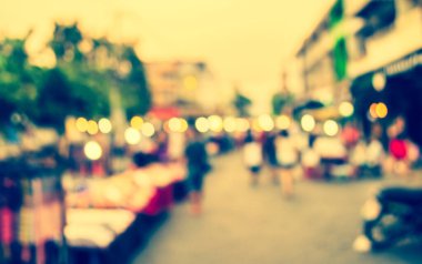 Arka plan kullanımı için Bokeh ile gece pazarının klasik ton bulanık görüntüsü .