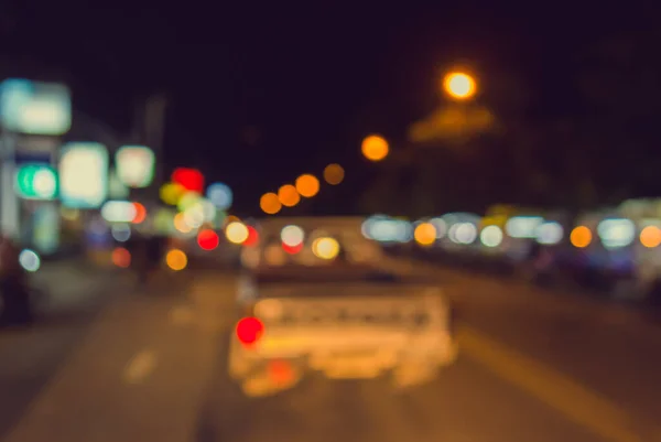 Vintage Tone Image Blur Street Bokeh Colorful Lights Night Time — Stock Photo, Image