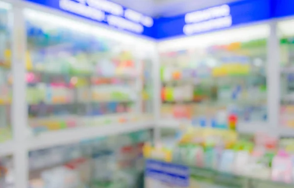 Imagem Prateleiras Borrão Abstrato Medicamentos Farmácia Para Uso Segundo Plano — Fotografia de Stock