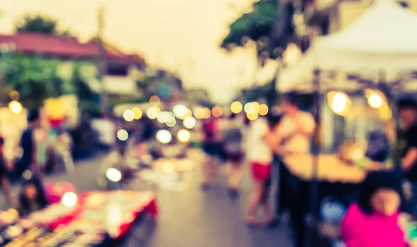 Vintage Ton Suddig Bild Nattmarknaden Gatan Med Bokeh För Bakgrundsanvändning — Stockfoto