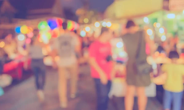 Vintage Tone Blur Image Night Market Street Bokeh Background Usage — Stock Photo, Image