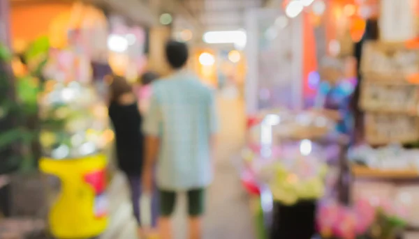 Imagem Borrada Pessoas Andando Mercado Dia Fundo Borrão Com Bokeh — Fotografia de Stock