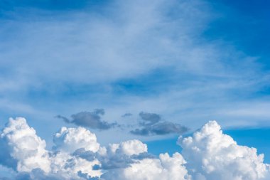 Arka plan kullanımı için mavi gökyüzü ve beyaz bulutun gündüz görüntüsü. (yatay)).