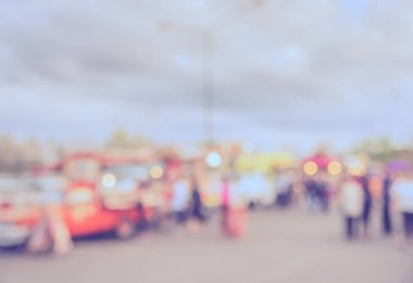 Arka plan kullanımı için Bokeh ile sokak festivali yiyecek kamyonunun klasik ton bulanık görüntüsü .