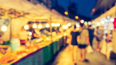 Arka plan kullanımı için Bokeh ile Gece Festivali 'nin bulanık görüntüsü. (Klasik ton))