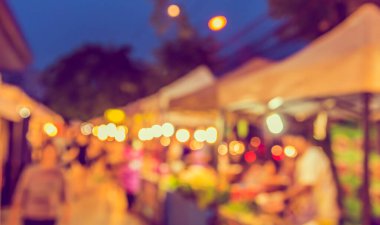 Arka plan kullanımı için Bokeh ile Gece Festivali 'nin bulanık görüntüsü. (Klasik ton))