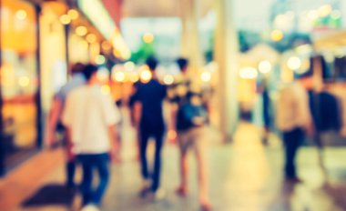 Sokak alışveriş merkezinin bulanık görüntüsü ve arka plan kullanımı için insanlar. (Klasik ton))