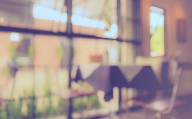 Arka plan kullanımı için kahve barı ya da Retro restoranının soyut bulanık görüntüsü. (Klasik ton))