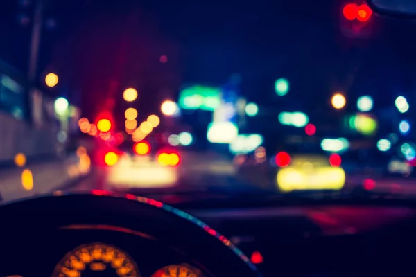 Imagem Desfocada Pessoas Dirigindo Carro Durante Dia Para Uso Fundo — Fotografia de Stock