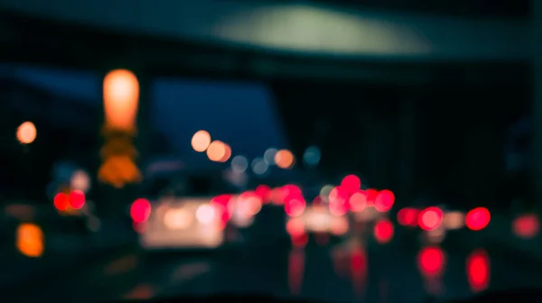 Vintage Toon Vervagen Beeld Van Binnen Auto Met Bokeh Lichten — Stockfoto