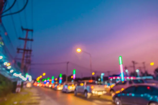 Vintage Tone Image Blur Street Bokeh Colorful Lights Night Time — Stock Photo, Image