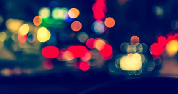 Vintage Tone Blur Image People Driving Car Night Time Background — стоковое фото