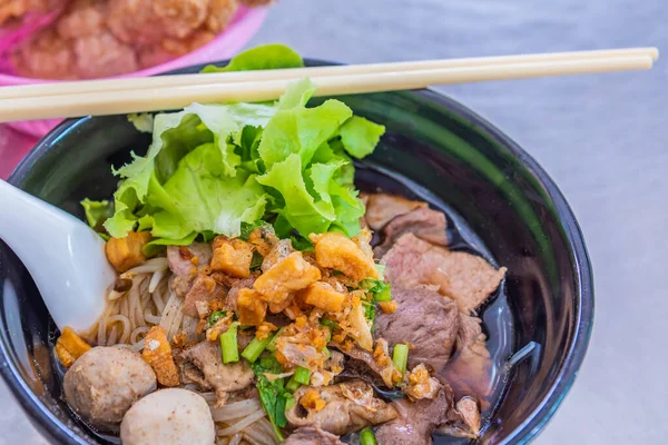 Immagine Carne Bovina Noodle Soup Kuay Tiew Cucina Stile Thailandese — Foto Stock