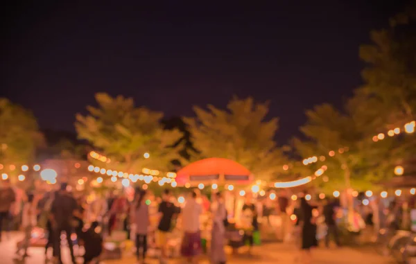 Vintage Tone Blur Image Food Stall Night Festival Bokeh Background — Stock Photo, Image
