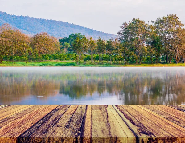 Immagine Della Nebbia Sull Acqua Mattino Nello Stagno Una Foresta — Foto Stock