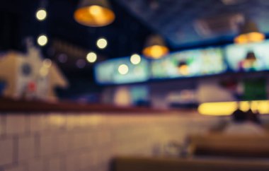 Bokeh 'li restoranın bulanık arkaplan resmi. (Klasik ton))