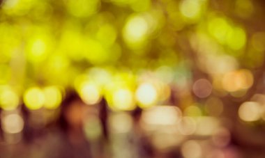 Bokeh 'in arka plan kullanımı için gündüz vakti bahçedeki yürüyüş yolunun soyut bulanık görüntüsü. (Klasik ton))