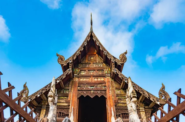 Wat Ton Kain Gamla Templet Gjort Trä Känt Som Landmärke — Stockfoto
