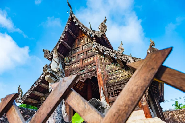 Wat Ton Kain Gamla Templet Gjort Trä Känt Som Landmärke — Stockfoto