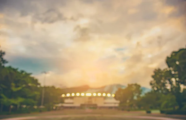 Vintage Tone Blur Image Soccer Stadium Twilight Time Abstract Background — Stock Photo, Image