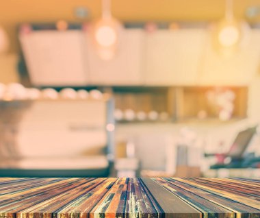 Arka plan kullanımı için Bokeh ile gündüz vakti kahve dükkanının bulanık görüntüsü .