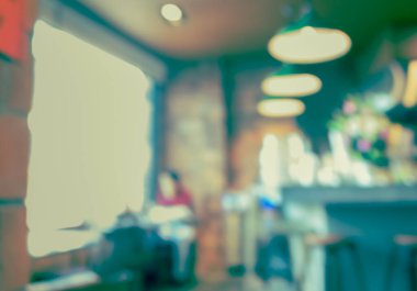 Kafeterya soyut bulanık arkaplan ve Bokeh resmi. (Klasik ton))
