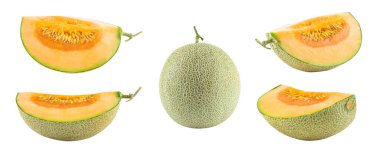 Beyaz arkaplanda izole edilmiş kavun veya kavun.
