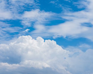 Arkaplan için gündüz vakti beyaz bulutlu mavi gökyüzü resmi.