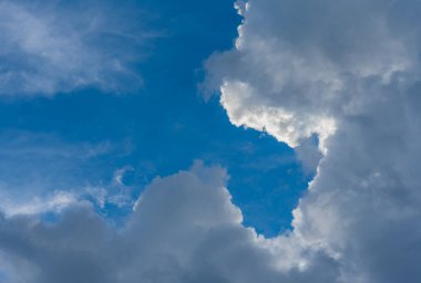 Arka plan kullanımı için mavi gökyüzü ve beyaz bulutun gündüz görüntüsü. (yatay)).