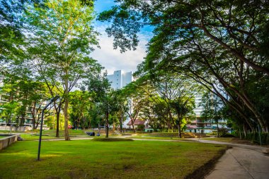 Chalernprated halk parkı, oturacak ve dinlenecek bir sürü otlağı olan yeni popüler park, Chalernprated Yolu, Chang Khlan, Chiang Mai, Tayland.