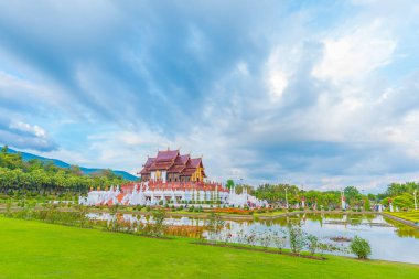 Ho kham luang (Royal Pavilion) northern Thai style building in Royal Flora International Horticulture Exposition(Ratchaphreuk)in Chiang Mai,Thailand.