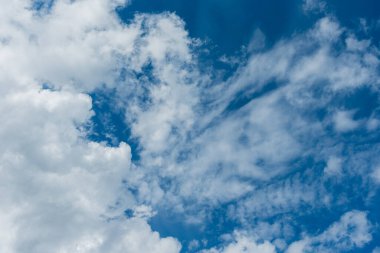 Arka plan kullanımı için mavi gökyüzü ve beyaz bulutun gündüz görüntüsü. (yatay)).