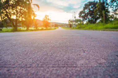 Arka plan kullanımı için bulanık koşuculu yeşil bahçedeki yolun klasik ton görüntüsü. (yol dokusuna odaklan)