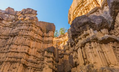Chiang Mai, Tayland 'daki Mae Wang Ulusal Parkı' ndaki Pha Chor 'daki yüksek toprak kanyon kayalıkları..