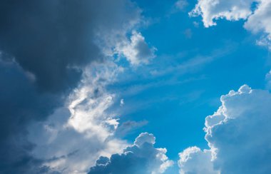 Arka plan kullanımı için mavi gökyüzü ve beyaz bulutun gündüz görüntüsü. (yatay)).