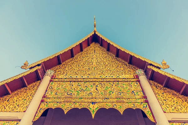 Vintge Tone Image Golden Church Wat Chedi Luang Temple Chiang —  Fotos de Stock