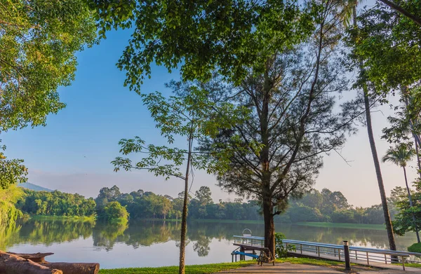 Roestvrij Stalen Brug Pier Ang Kaew Meer Chiang Mai University — Stockfoto