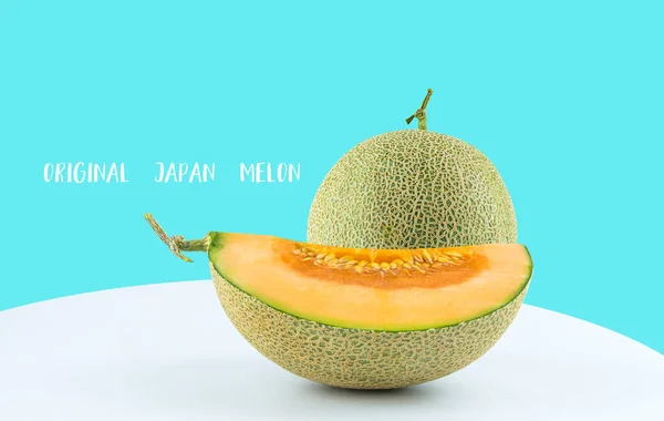 Obraz Świeżego Melona Lub Melona Pomarańczowo Białym Tle — Zdjęcie stockowe