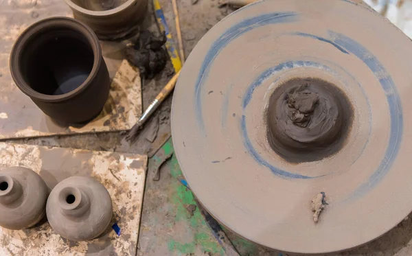 Clay Work Plate Table Make Pottery Item — Stock Photo, Image